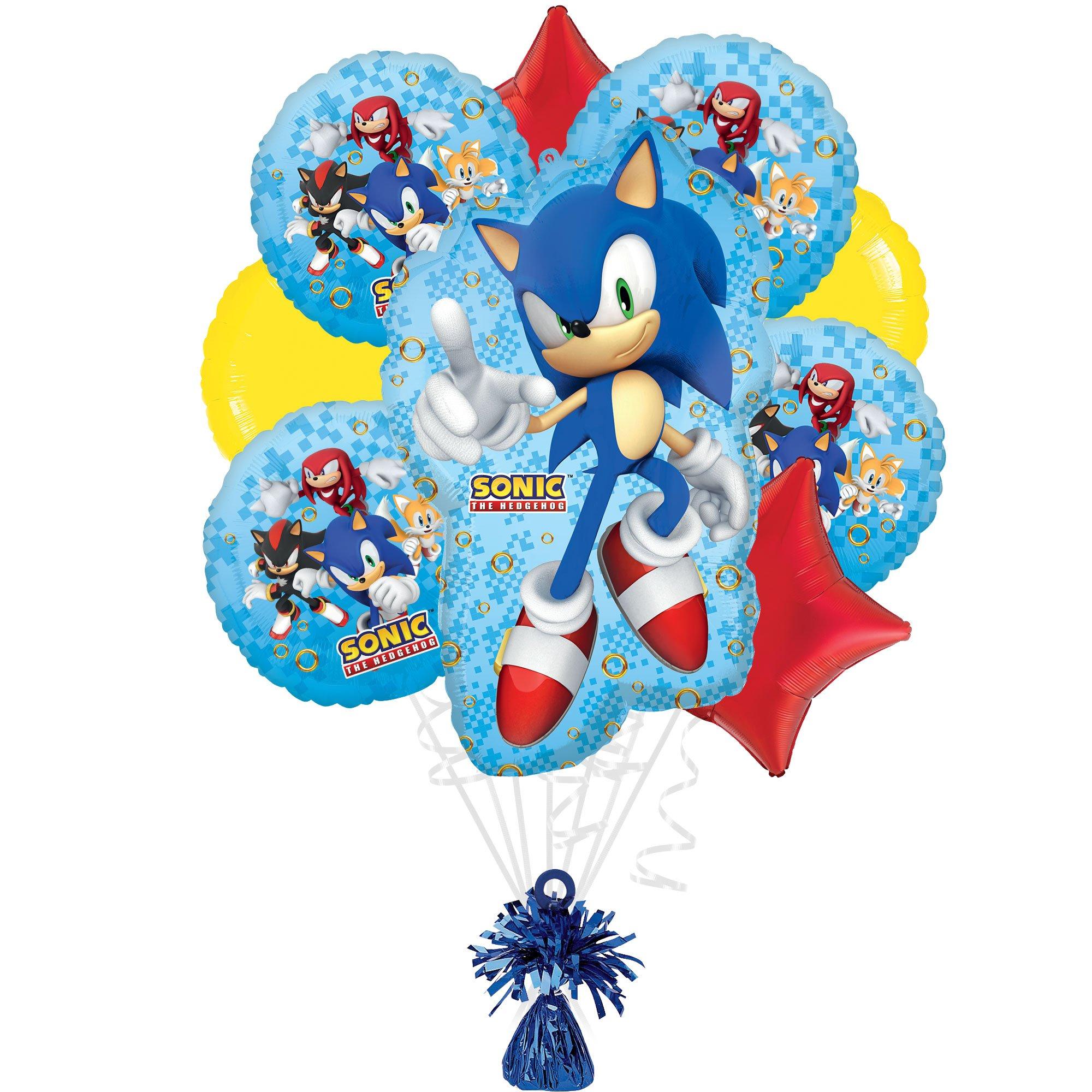 Sonic the Hedgehog 2 Foil Balloon Bouquet with Balloon Weight, 10pc